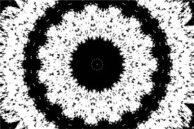 Kaleydoskopik süslemeli siyah beyaz arkaplan.