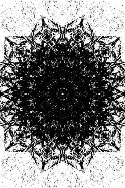 Kaleydoskopik süslemeli siyah beyaz arkaplan