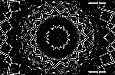 Kaleydoskopik süslemeli siyah beyaz arkaplan