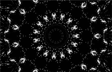 Kaleydoskopik süslemeli siyah beyaz arkaplan.