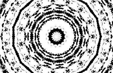 Kaleydoskopik süslemeli siyah beyaz arkaplan.