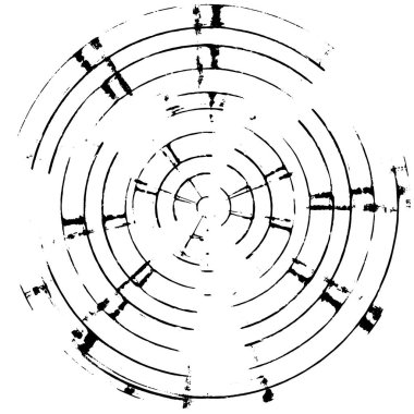 Beyaz zemin üzerindeki soyut grunge çemberi, yaratıcı siyah beyaz desen, mürekkep dokusu