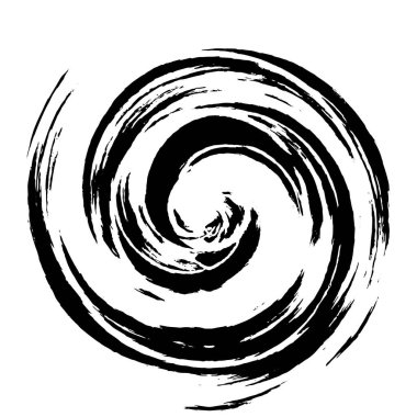 Beyaz zemin üzerindeki soyut grunge çemberi, yaratıcı siyah beyaz desen, mürekkep dokusu