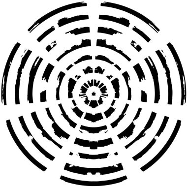 Beyaz zemin üzerindeki soyut grunge çemberi, eski püskü boya dokusu, vektör illüstrasyonu