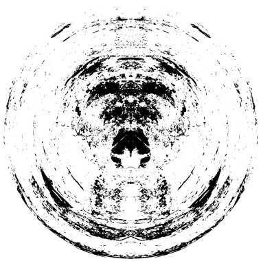 Beyaz zemin üzerindeki soyut grunge çemberi, eski püskü boya dokusu, vektör illüstrasyonu