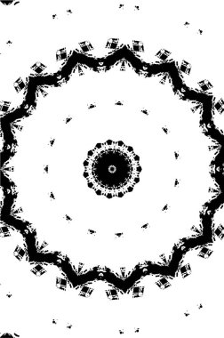 Kaleydoskopik süslemeli siyah beyaz arkaplan.