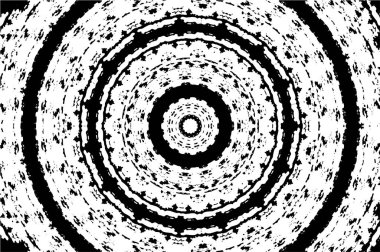 Kaleydoskopik süslemeli siyah beyaz arkaplan.