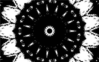 Kaleydoskopik süslemeli siyah beyaz arkaplan.