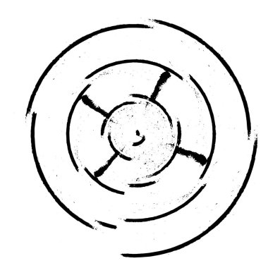 Soyut yuvarlak desenli eski boyalar ve alçı çatlaklar, siyah ve beyaz. 