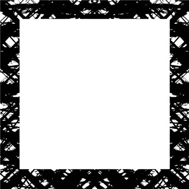 Beyaz arkaplanda siyah grunge tarzı çerçeve.