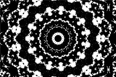 Kaleydoskopik desenli siyah ve beyaz süs arkaplanı