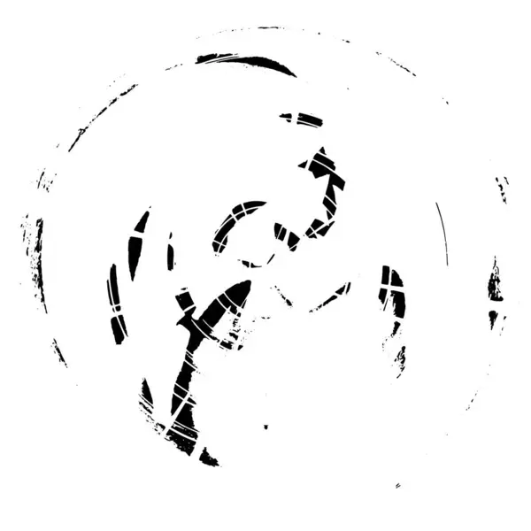 Motif Grunge Rond Traits Encre Noire Sur Fond Blanc — Image vectorielle