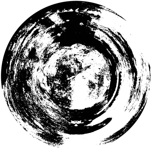 Абстрактный Круглый Узор Потрепанной Краской Штукатурными Трещинами Черно Белый — стоковый вектор