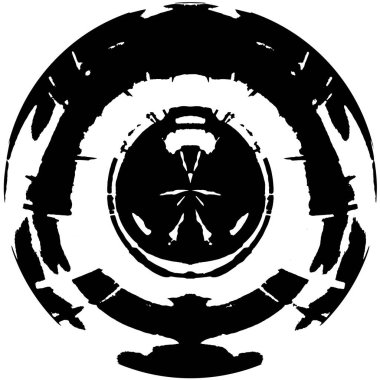  Beyaz arkaplanda soyut siyah yuvarlak şekil 