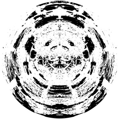 Soyut yuvarlak desenli eski boyalar ve alçı çatlaklar, siyah ve beyaz. 