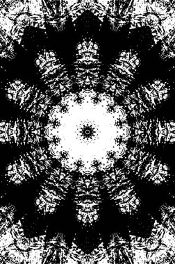 Kaleydoskopik desenli siyah ve beyaz süs arkaplanı