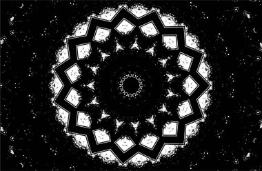 Kaleydoskopik desenli siyah ve beyaz süs arkaplanı