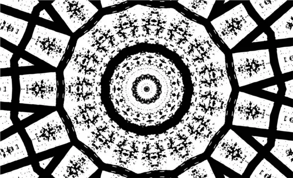 Fond Ornemental Noir Blanc Avec Motif Kaléidoscopique — Image vectorielle