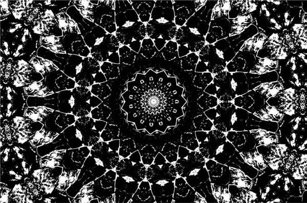 Zwarte Witte Decoratieve Achtergrond Met Caleidoscopisch Patroon — Stockvector