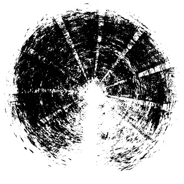 Abstraktes Rundes Muster Mit Schäbiger Farbe Und Gipsrissen Schwarz Weiß — Stockvektor