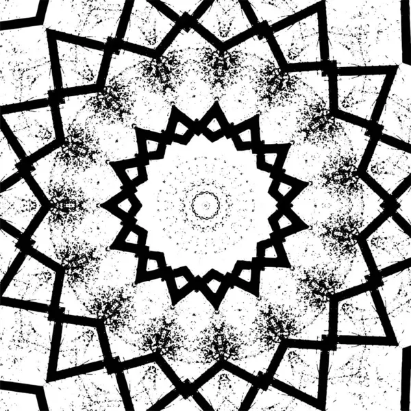 Černobílé Ornamentální Pozadí Kaleidoskopickým Vzorem — Stockový vektor