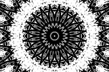 Siyah ve beyaz süslemeli arka plan. Mandala deseni.