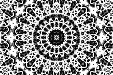 Siyah ve beyaz süslemeli arka plan. Mandala deseni.