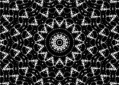 Kaleydoskopik desenli siyah ve beyaz süs arkaplanı