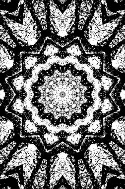 Kaleydoskopik desenli siyah ve beyaz süs arkaplanı