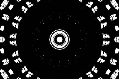 Grunge Yuvarlak Elementi. Yaratıcı Grafik Tasarımı İçin Soyut Çember Boyama. Tehlike Doku Arkaplanı. Bir Kaleydoskop 'un geometrik elementlerine sahip bir halka biçiminde arkaplan