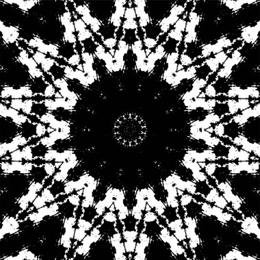 Grunge Yuvarlak Elementi. Yaratıcı Grafik Tasarımı İçin Soyut Çember Boyama. Tehlike Doku Arkaplanı. Bir Kaleydoskop 'un geometrik elementlerine sahip bir halka biçiminde arkaplan