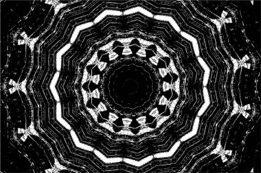 Grunge Yuvarlak Elementi. Yaratıcı Grafik Tasarımı İçin Soyut Çember Boyama. Tehlike Doku Arkaplanı. Bir Kaleydoskop 'un geometrik elementlerine sahip bir halka biçiminde arkaplan