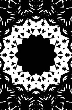 Grunge Yuvarlak Elementi. Yaratıcı Grafik Tasarımı İçin Soyut Çember Boyama. Tehlike Doku Arkaplanı. Bir Kaleydoskop 'un geometrik elementlerine sahip bir halka biçiminde arkaplan