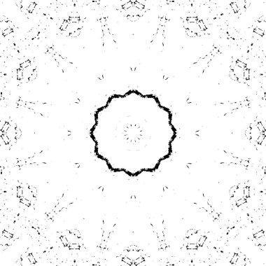 Grunge Yuvarlak Elementi. Yaratıcı Grafik Tasarımı İçin Soyut Çember Boyama. Tehlike Doku Arkaplanı. Bir Kaleydoskop 'un geometrik elementlerine sahip bir halka biçiminde arkaplan