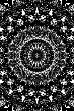 Grunge Yuvarlak Elementi. Yaratıcı Grafik Tasarımı İçin Soyut Çember Boyama. Tehlike Doku Arkaplanı. Bir Kaleydoskop 'un geometrik elementlerine sahip bir halka biçiminde arkaplan