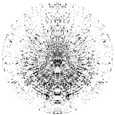 Grunge Yuvarlak Elementi. Yaratıcı Grafik Tasarımı İçin Soyut Çember Boyama. Tehlike Doku Arkaplanı. Bir Kaleydoskop 'un geometrik elementlerine sahip bir halka biçiminde arkaplan