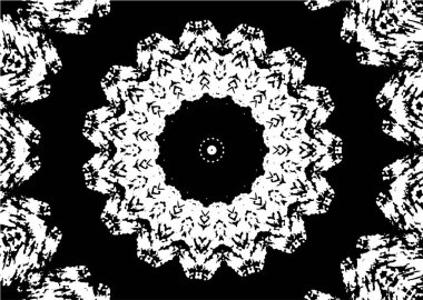 Grunge Yuvarlak Elementi. Yaratıcı Grafik Tasarımı İçin Soyut Çember Boyama. Tehlike Doku Arkaplanı. Bir Kaleydoskop 'un geometrik elementlerine sahip bir halka biçiminde arkaplan