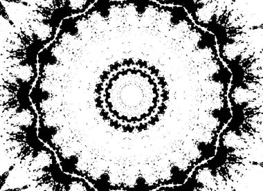 Grunge Yuvarlak Elementi. Yaratıcı Grafik Tasarımı İçin Soyut Çember Boyama. Tehlike Doku Arkaplanı. Bir Kaleydoskop 'un geometrik elementlerine sahip bir halka biçiminde arkaplan