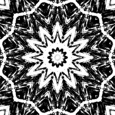 Kaleydoskopik desenli siyah ve beyaz süs arkaplanı