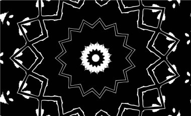 Kaleydoskopik desenli siyah ve beyaz süs arkaplanı