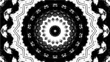 Kaleydoskopik desenli siyah ve beyaz süs arkaplanı