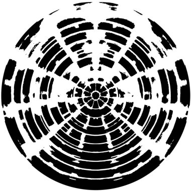 Beyaz arkaplanda soyut siyah yuvarlak şekil.     