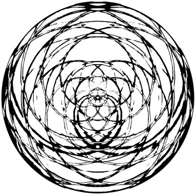 Beyaz arkaplanda soyut siyah yuvarlak şekil.     