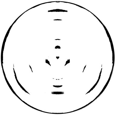 Beyaz arkaplanda soyut siyah yuvarlak damga.    