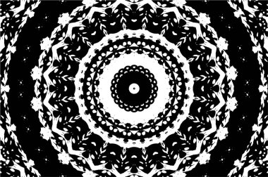 Siyah ve beyaz süslemeli arka plan. Mandala deseni.