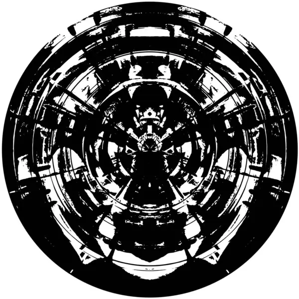 Φουτουριστικό Αφηρημένο Grunge Στρογγυλό Μοτίβο Για Φόντο Διανυσματική Απεικόνιση — Διανυσματικό Αρχείο