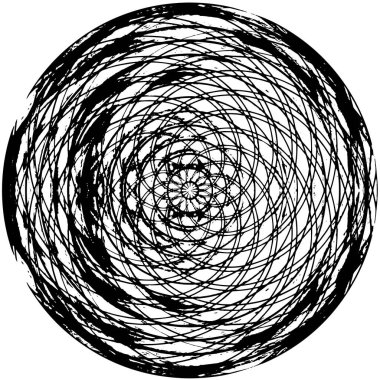 Beyaz arkaplanda soyut siyah yuvarlak şekil damgası. Web için grafik tasarım ögesi, kurumsal kimlik, kartlar, baskılar vs. Vektör illüstrasyonu