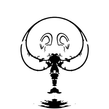 Beyaz arkaplanda soyut siyah yuvarlak damga.    