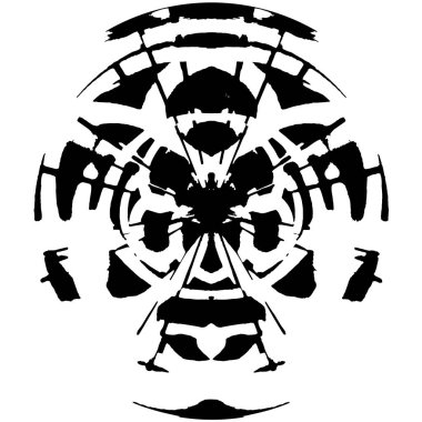 Beyaz arkaplanda soyut siyah yuvarlak damga.    