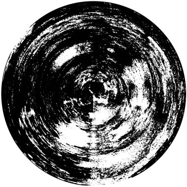 Beyaz arkaplanda soyut siyah yuvarlak damga.    